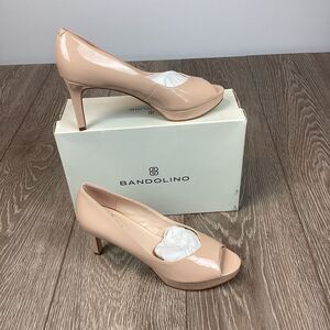 Bandolino Nude Patent Peep-Toe Heels